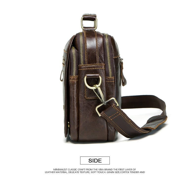 Oil cow leather men's messenger bag satchel