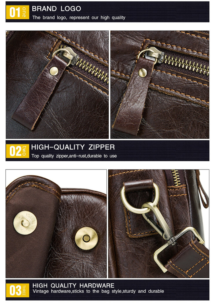 Oil cow leather men's messenger bag satchel