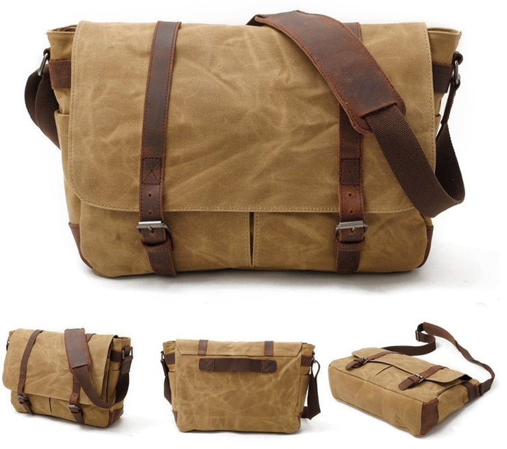 Men's Messenger Bags 14 inch Laptop Briefcase Bag Vintage Waterproof