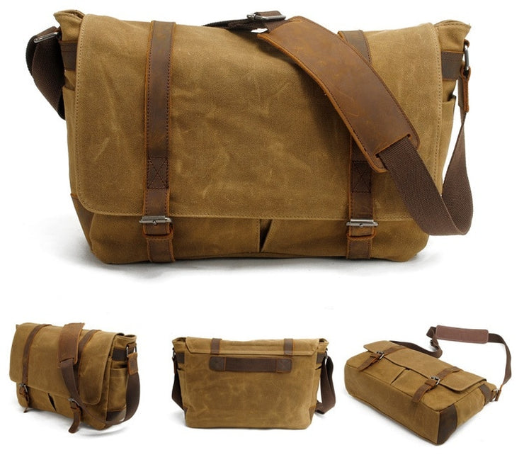 Men's Messenger Bags 14 inch Laptop Briefcase Bag Vintage Waterproof