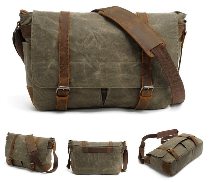 Men's Messenger Bags 14 inch Laptop Briefcase Bag Vintage Waterproof