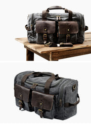 Men's Canvas Leather Travel Bags Carry on Luggage