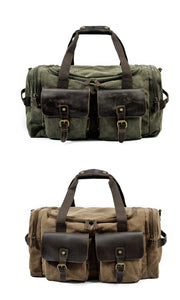 Men's Canvas Leather Travel Bags Carry on Luggage