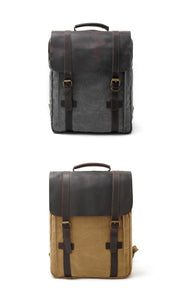 Canvas Leather Backpacks 14" Laptop Waterproof Daypacks