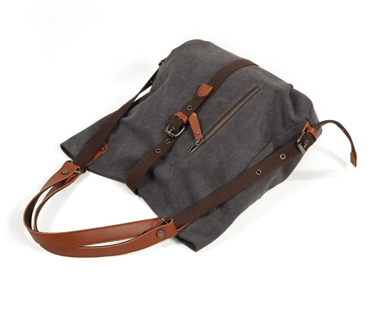 Canvas women's bag casual bucket shoulder bag