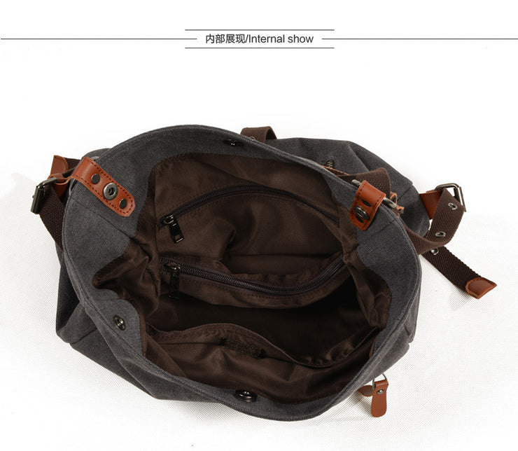 Canvas women's bag casual bucket shoulder bag