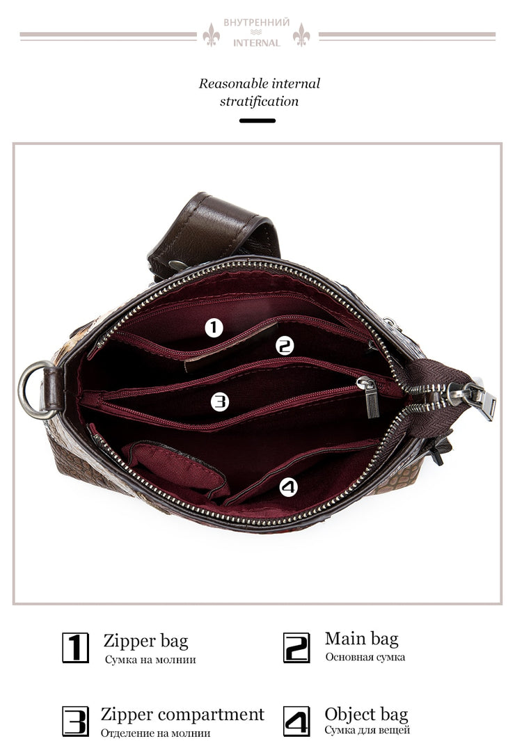 Women's genuine leather handbag patchwork shoulder bag