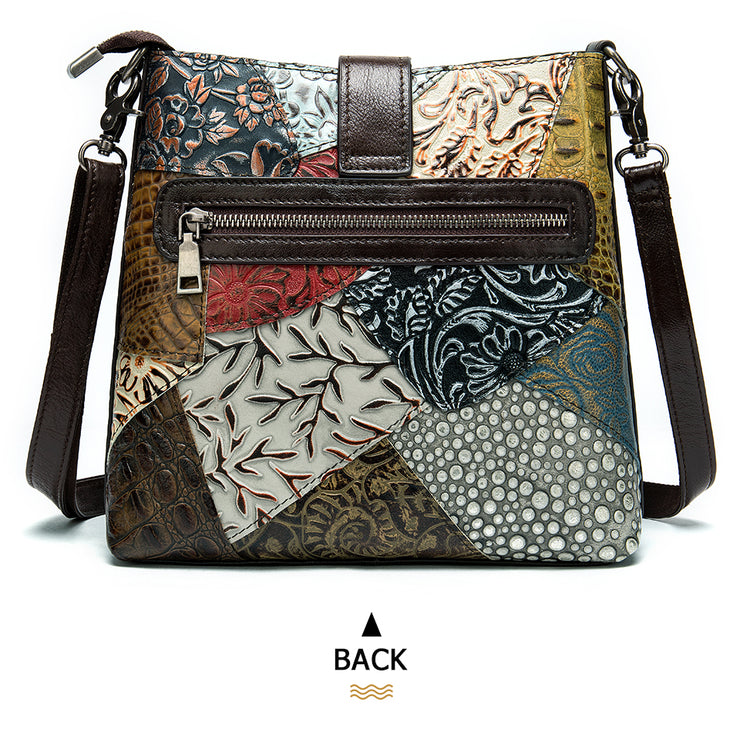 Women's genuine leather handbag patchwork shoulder bag