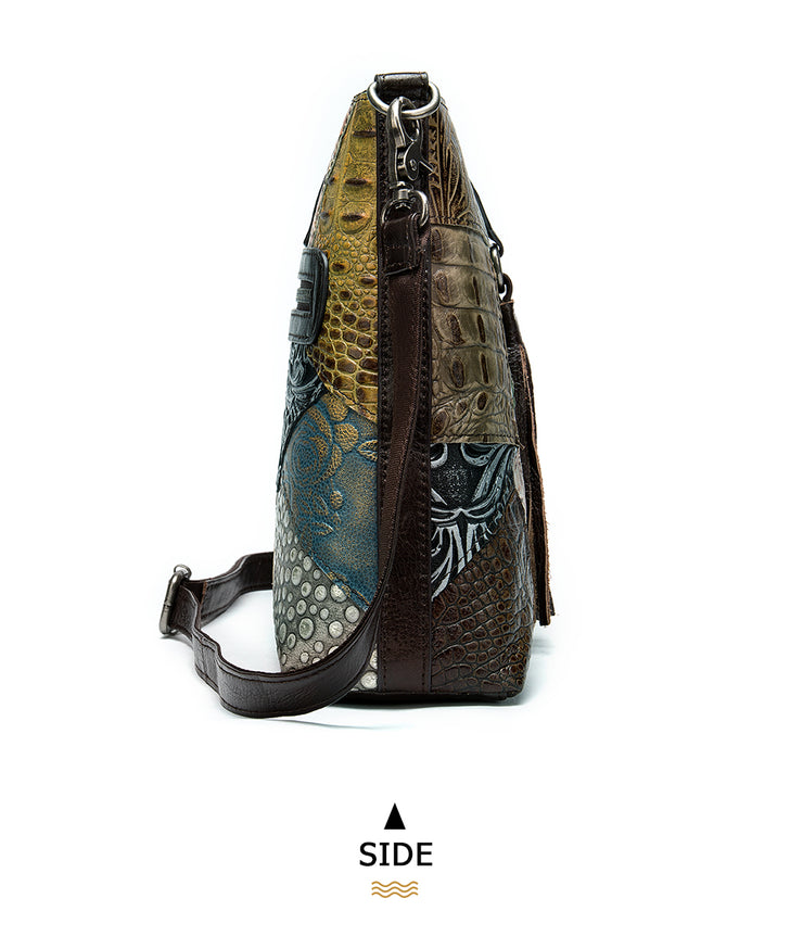 Women's genuine leather handbag patchwork shoulder bag