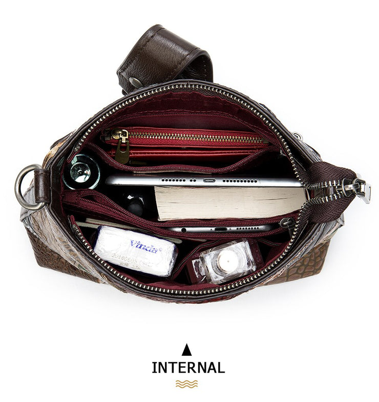 Women's genuine leather handbag patchwork shoulder bag