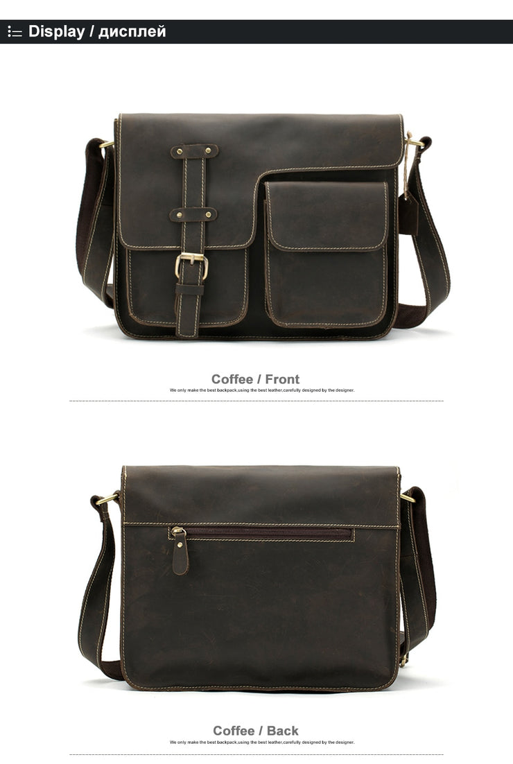 Travel Shoulder Business Messenger Bag Genuine Leather