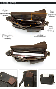 Travel Shoulder Business Messenger Bag Genuine Leather