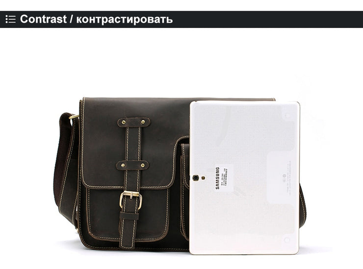 Travel Shoulder Business Messenger Bag Genuine Leather