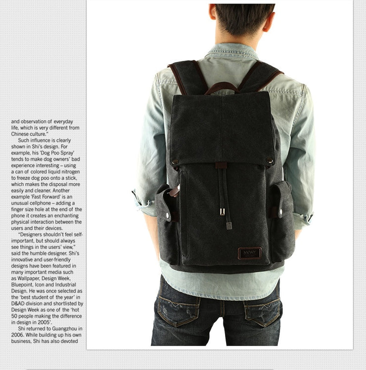 Backpack leisure shoulder travel Retro canvas backpacks