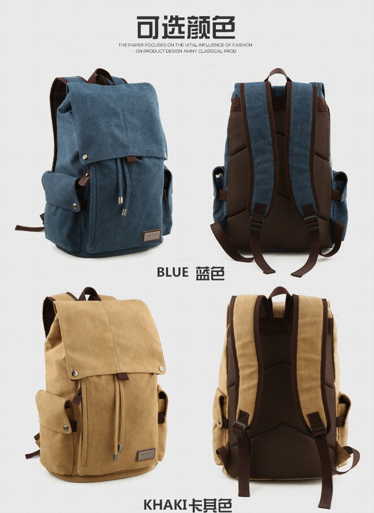 Backpack leisure shoulder travel Retro canvas backpacks