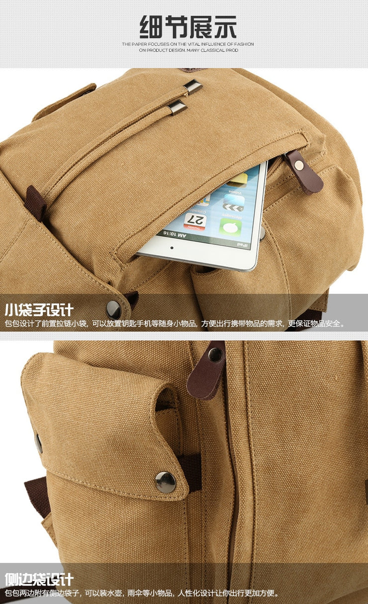 Backpack leisure shoulder travel Retro canvas backpacks