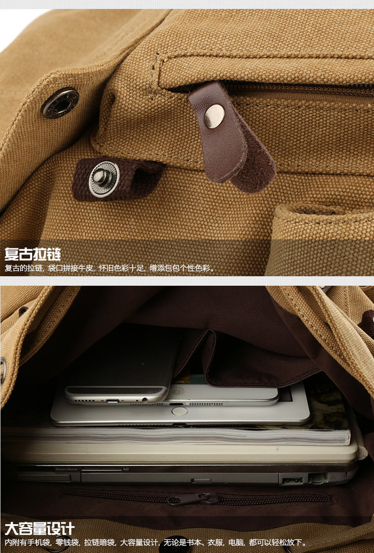 Backpack leisure shoulder travel Retro canvas backpacks
