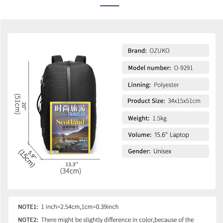 Multi-function USB Charging Backpack Large Capacity Waterproof Travel Bag