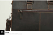 Vintage Men's Cow Genuine Leather Briefcase Crazy Horse Leather