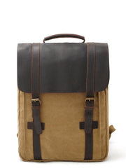 Canvas Leather Backpacks 14" Laptop Waterproof Daypacks