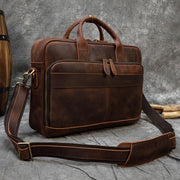 Men Briefcase Genuine Leather Laptop Bag 15.6" Cowhide Male