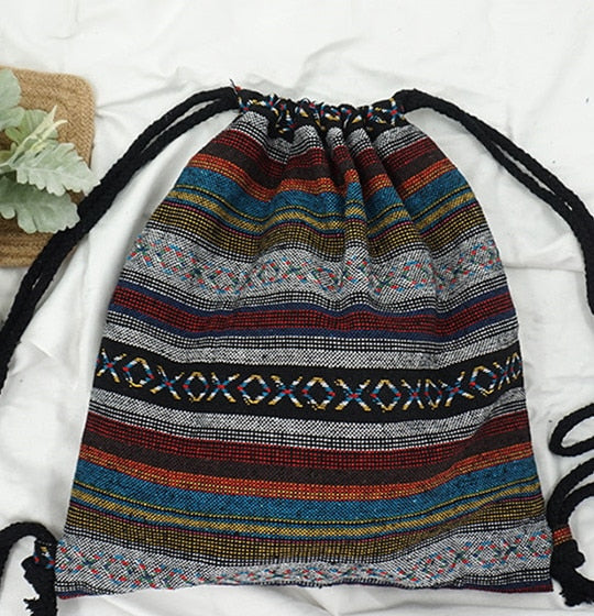 Women Fabric Backpack Gypsy Bohemian Boho Chic Aztec