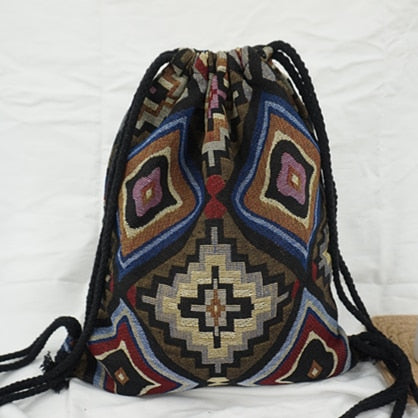 Women Fabric Backpack Gypsy Bohemian Boho Chic Aztec