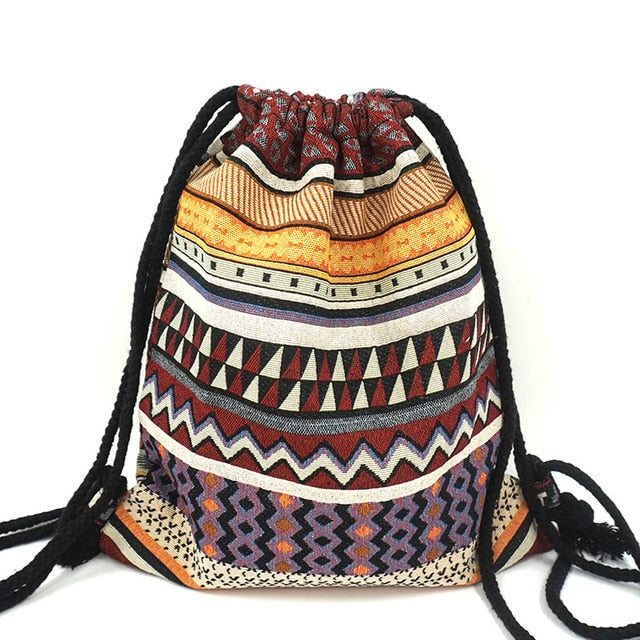 Women Fabric Backpack Gypsy Bohemian Boho Chic Aztec