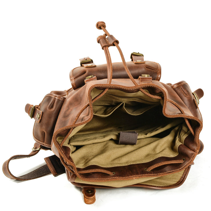 Genuine Leather Men Backpack  Outdoor