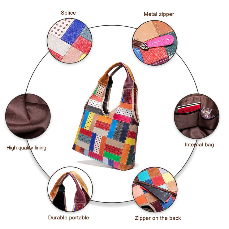 Womens Handbags Genuine Leather Totes Patchwork Designer Bags