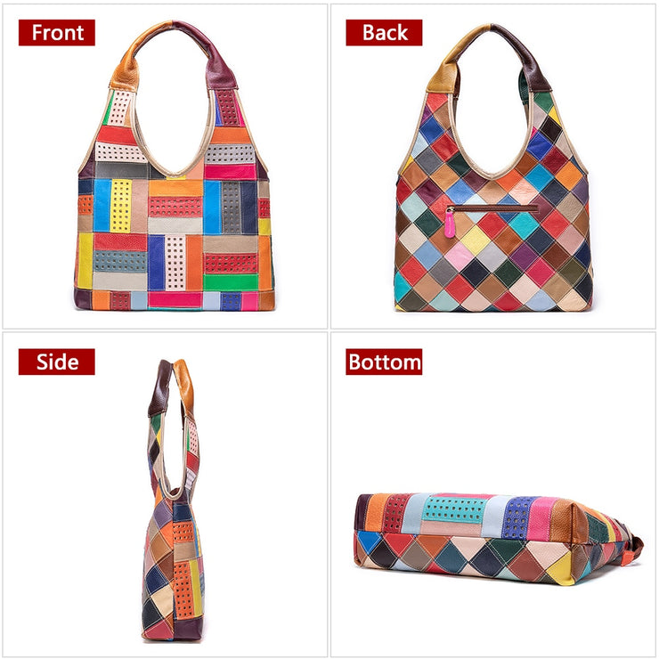 Womens Handbags Genuine Leather Totes Patchwork Designer Bags