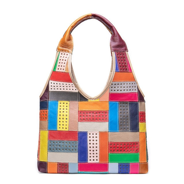 Womens Handbags Genuine Leather Totes Patchwork Designer Bags