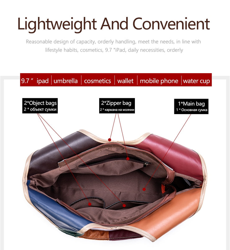Womens Handbags Genuine Leather Totes Patchwork Designer Bags