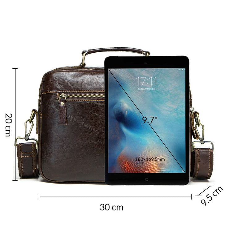 Oil cow leather men's messenger bag satchel