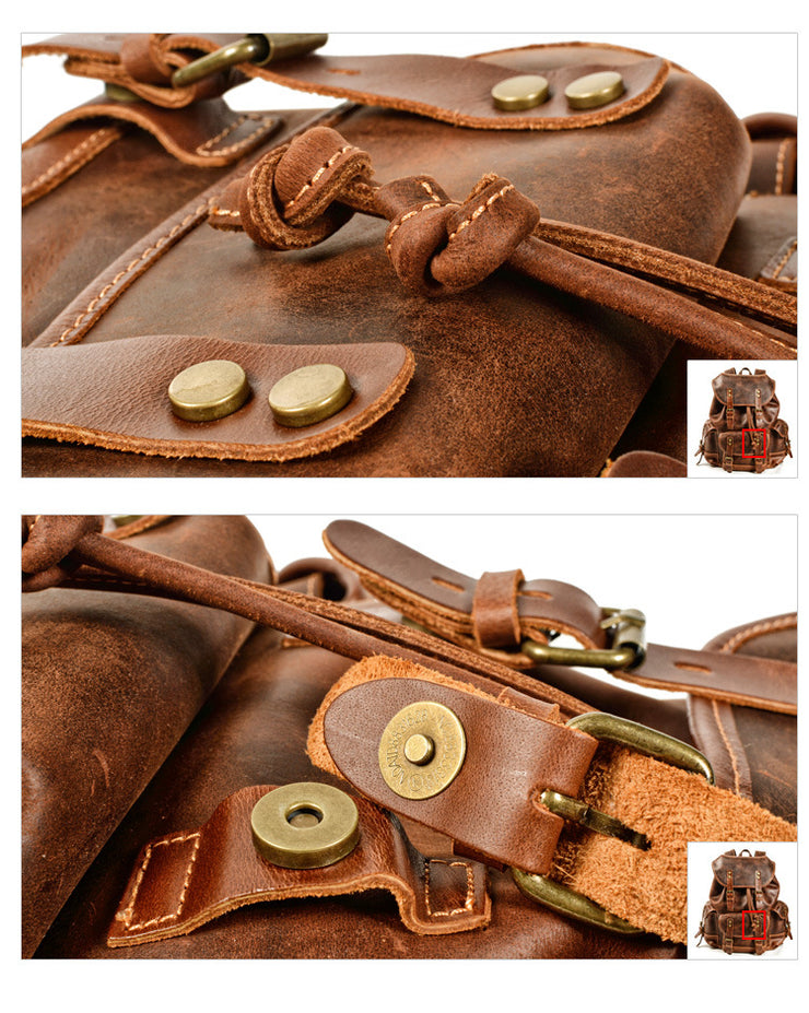 Genuine Leather Men Backpack  Outdoor