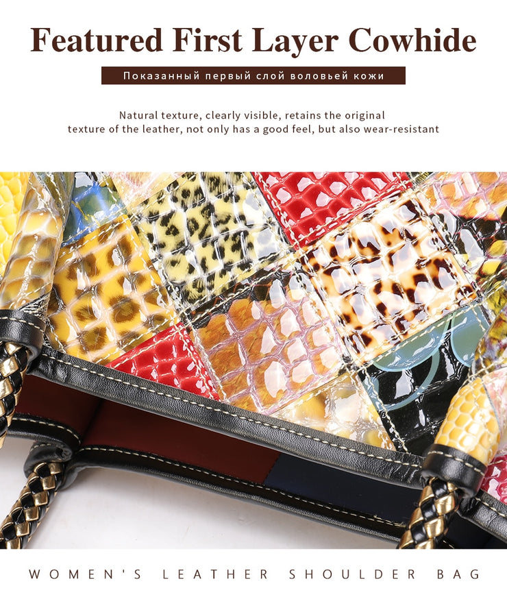 Women's leather handbags ladies totes patchwork