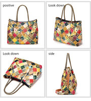 Women's leather handbags ladies totes patchwork