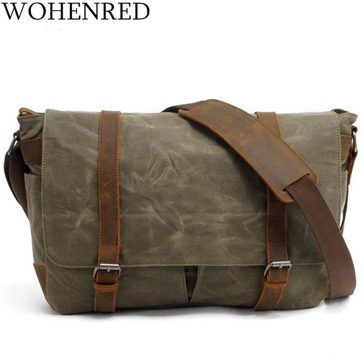 Men's Messenger Bags 14 inch Laptop Briefcase Bag Vintage Waterproof