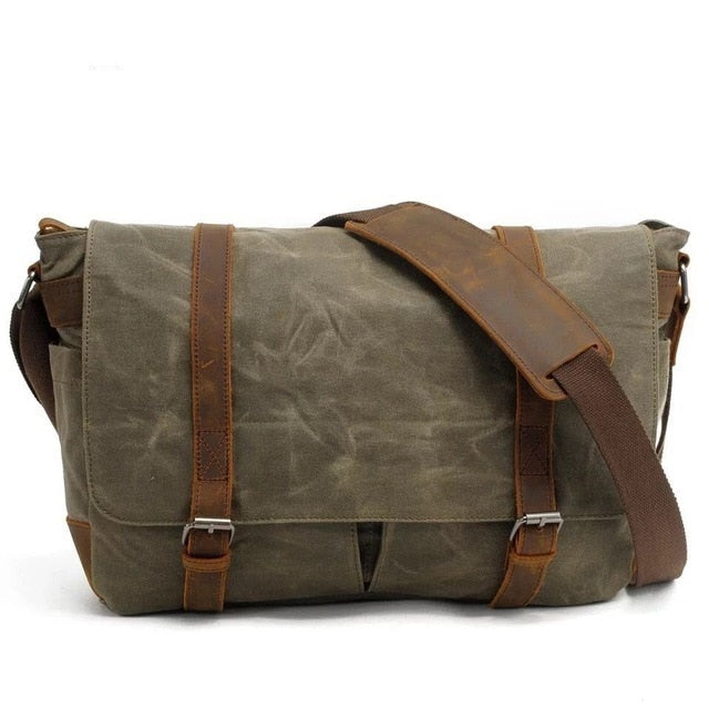 Men's Messenger Bags 14 inch Laptop Briefcase Bag Vintage Waterproof
