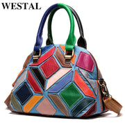 Women's shoulder bag genuine leather designer bag patchwork