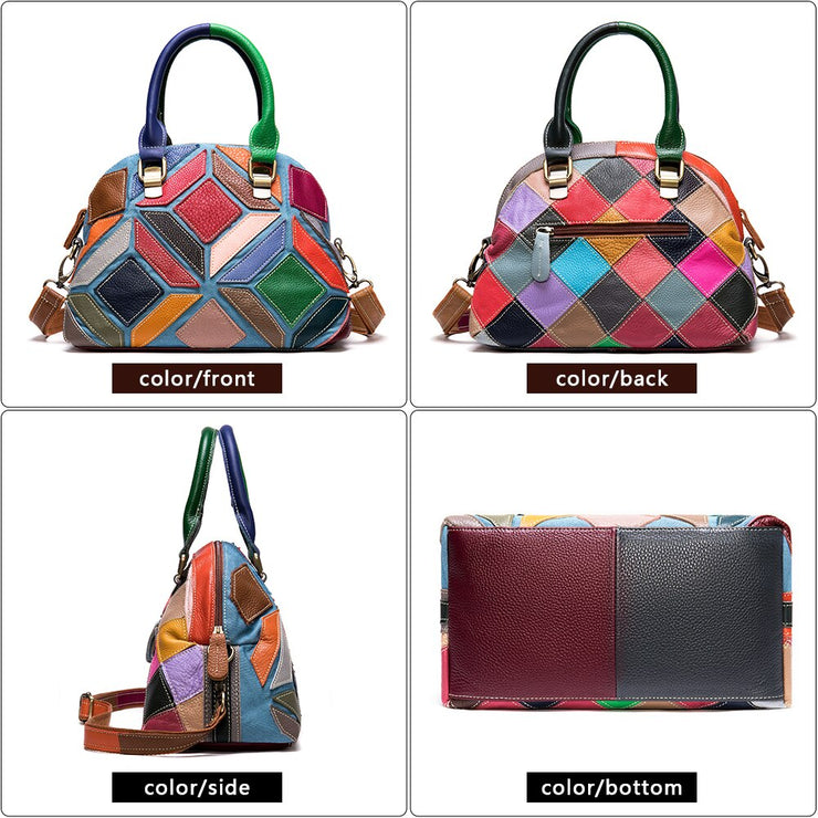 Women's shoulder bag genuine leather designer bag patchwork