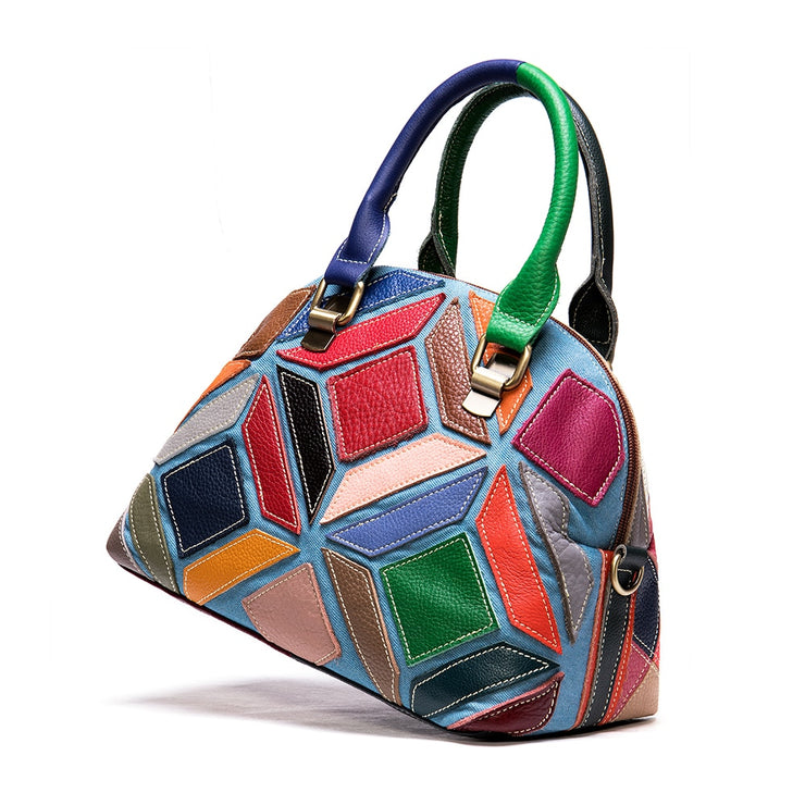 Women's shoulder bag genuine leather designer bag patchwork