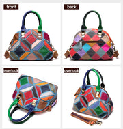 Women's shoulder bag genuine leather designer bag patchwork