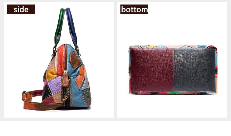 Women's shoulder bag genuine leather designer bag patchwork