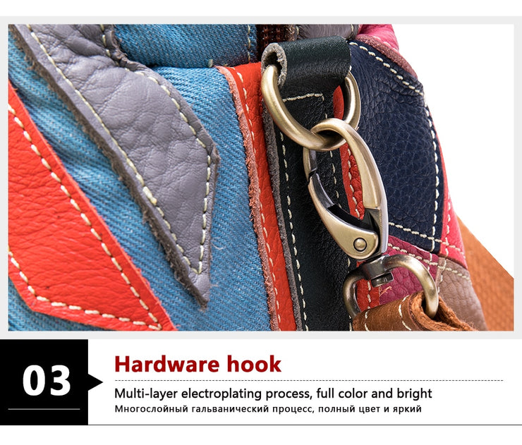 Women's shoulder bag genuine leather designer bag patchwork