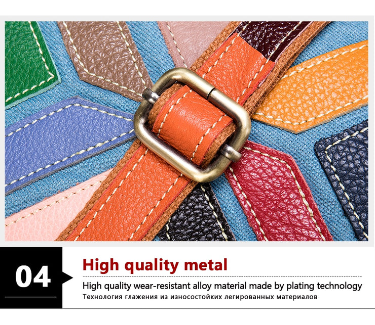 Women's shoulder bag genuine leather designer bag patchwork
