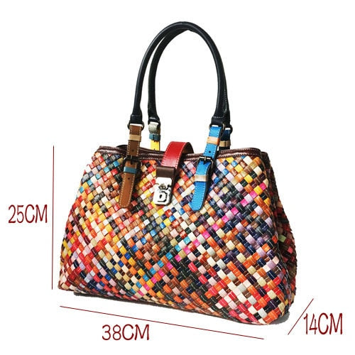 Genuine Leather Women's Woven Handmade Sheepskin