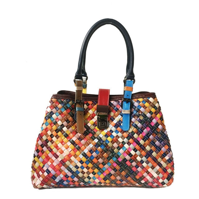 Genuine Leather Women's Woven Handmade Sheepskin