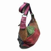 Patchwork Cowhide Leather Hobo Bag Women