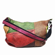 Patchwork Cowhide Leather Hobo Bag Women